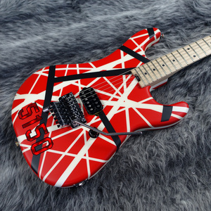 EVH Striped Series 5150 MN Red with Black and White Stripes