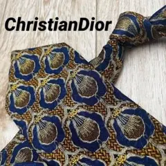 ✨極美品✨ChristianDior ネクタイ 扇子柄 ネイビー シルク100%