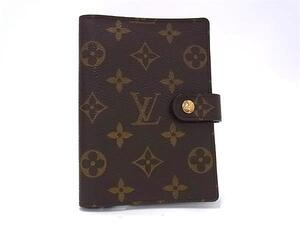 1円 ■極美品■ LOUIS VUITTON ルイヴィトン R20005 モノグラム アジェンダPM 6穴式 手帳カバー スケジュール帳 ブラウン系 FJ4108