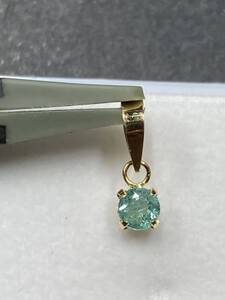 ブラジル バターリャ鉱山産 パライバトルマリン 0.15ct 18金 イエローゴールド ペンダントトップ ②