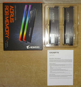 GIGABYTE AORUS RGB Memory GP-ARS16G44 PC4-35200 DDR4-4400 8GB 2枚組 計16GB 動作確認済み 美品