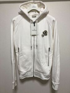 未使用 MONCLER MAGLIA CARDIGAN パーカー ホワイト系 M 正規品 送料無料 ワッペン スウェット フード プルオーバー 白 トレーナー