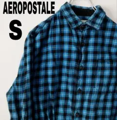 usa古着 AEROPOSTALE ネルシャツ　S  ブルー　ブラック　チェック