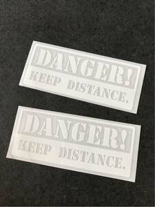 送料無料♪ 車間距離注意 DANGER KEEP DISTANCE ステッカー 白色 2枚セット US アメ車 旧車 世田谷ベース US 所さん トコロ ステンシル