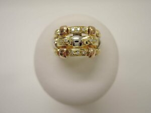 【新品磨き済】 K18 ゴールド Pt900 プラチナ ダイヤ0.16ct 指輪 リング サイズ15号 ジュエリー アクセサリー レディース Diamond NBJ