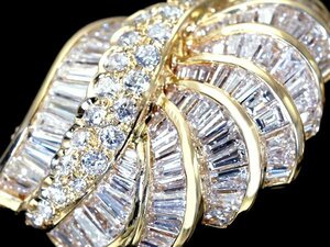 【ジュエリー極】超極上品！超豪華ギラギラ輝く！ 超極上天然ダイヤモンド5.89ct 超高級K18YGリング h6302oim【送料無料】