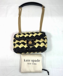 期間限定セール ケイトスペード kate spade エブリン ストライプ クロシェ ラフィア スモール ショルダー クロスボディ