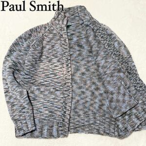 【美品】 ポールスミス PaulSmith 【大人のオシャレ】 肉厚 ドライバーズニット アウター サイズL ウール メンズ 秋冬 