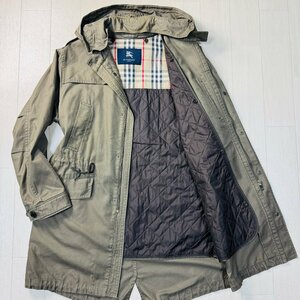 美品/XLサイズ★バーバリー/BURBERRY 中綿ライナー モッズコート ミリタリー ジャケット アウター ノバチェック メンズ カーキ