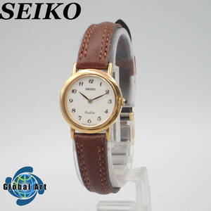 え06403【金無垢 18KT 総重量 約13.8g】SEIKO セイコー/エクセリーヌ/クオーツ/レディース腕時計/数字/文字盤 ホワイト/7320-0450