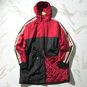 極美品 現行タグ◆GUCCI 2018SS ZIPPED RAIN COAT ブランドロゴ 袖ライン キルティング フーデットコート ダウン 希少L位 ロング丈 グッチ