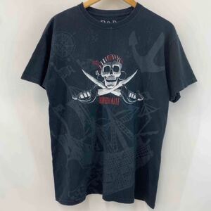 B&R RIVIERA MAYA スカル 海賊プリント Tシャツ M メンズ 半袖 黒 ブラック USA古着 ビンテージ コットン カジュアル デイリー メキシコ製