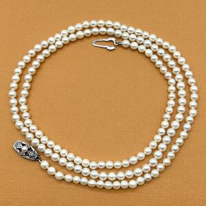 極美品 ミキモト MIKIMOTO ロングパールネックレス ベビーパール 4.1-4.5mm あこや真珠 SILVER金具 158粒 74cm テリ最強