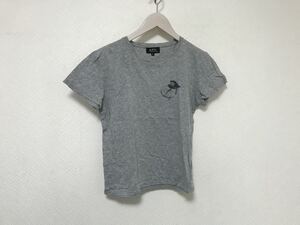 本物アーペーセーAPCコットンプリント半袖TシャツビジネススーツアメカジグレーXSレディース