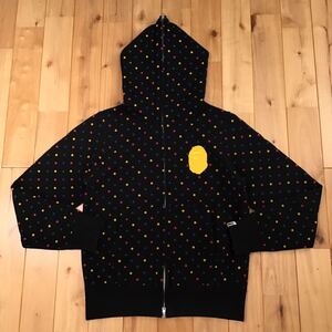 BAPE head dot フルジップ パーカー Sサイズ a bathing ape full zip hoodie エイプ ベイプ アベイシングエイプ ドット ブラック e114