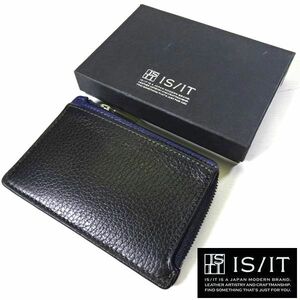 新品 IS/IT イズイット 定価8250円 本牛革 イタリアンレザー 財布 小銭 入れ カードケース 黒