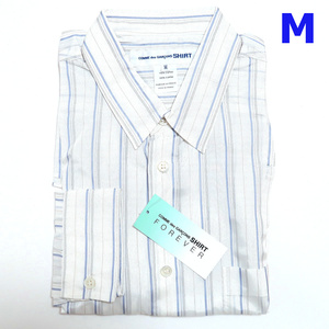 M 新品 コムデギャルソン シャツ フォーエバー キュプラ ブルー ストライプ COMME des GARCONS SHIRT FOREVER 長袖 シャツ 