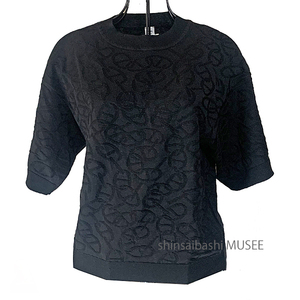 ≪ 新品 ≫ エルメス 2024年春夏 PULL MANCHES COUROBE MAILLE NAOUSSA 半袖ニット セーター シェーヌダンクル ノワール 黒 36サイズ