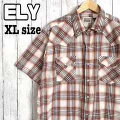 ELY ウエスタンシャツ 半袖 スナップボタン チェック XL ビッグサイズ古着