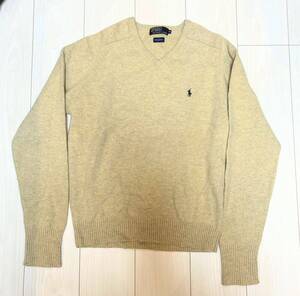 POLO Ralph Lauren ニット セーター size M 中古 100% LAMBSWOOL COL 903ベージュ ラルフローレン KR-RL-1A-1401