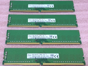 ＃SK hynix HMA81GU7CJR8N-VK 4枚セット - PC4-21300/DDR4-2666/PC4-2666V 288Pin ECC Unbuffered DDR4 UDIMM 32GB(8GB x4) 動作品