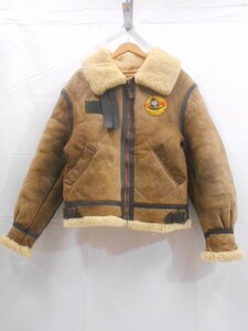 70 送120サ 0126YD10 AVIREX アヴィレックス TYPE B-3 フライトジャケット ムートン SHEEPSKIN 8462 羊革 USA製 ブラウン サイズ38 中古品