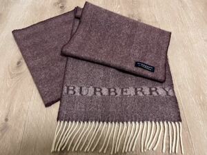 BURBERRY　バーバリー　マフラー　カシミア100％　ボルドー系　ヘリンボーン調　美品　送料無料!!! 