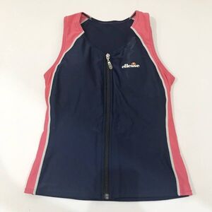 ◆クリーニング済み◆ellesse/エレッセ 水着 フルジップ ラッシュガード エクササイズ タンクトップ ネイビー 紺 レディース M ON2395