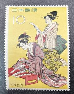 切手趣味週間　1959年【浮世絵源氏八景】額面10円　未使用　NH美品　まとめてお取引可