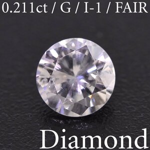 S2299【BSJD】天然ダイヤモンドルース 0.211ct G/I-1/FAIR ラウンドブリリアントカット 中央宝石研究所 ソーティング付き