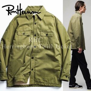 【Ron Herman】LookBook掲載◎!!RHC ロンハーマン 定価7.8万 Herringbone Twill Jacket ヘリンボーン裏ボアジャケット 肉厚 シャツブルゾン