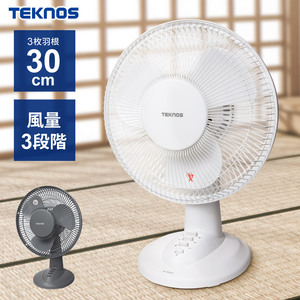 TEKNOS 卓上扇風機 30cm羽根 扇風機 グレー KI-1003-G