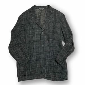 CORE UOMO コアウォモ 麻 シャツ ジャケット 背抜き 48 チェック 古着 中古