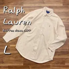 RalphLaurenラルフローレン90sチェック柄コットンBDシャツLベージュ