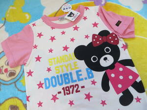 p/Bigプリント柄 日本製★新品タグ★ミキハウスDB Double_B★メガ!!Ｂくん＆Ｂ子ちゃんの半袖Ｔシャツ Bigプリント柄でインパクト。ピンク