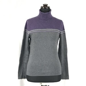 エディーバウアー/eddie bauer★コットン/タートルネックセーター【women’s size -S/紫×グレー/purple×gray】Sweater◆BG974