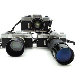 11304-5【現状品】MINOLTA/ミノルタ/一眼レフカメラ/SR-1+SR-1s(2)/一眼レフカメラレンズ/ボディ(3)+レンズ(3)/6点セット/フィルムカメラ