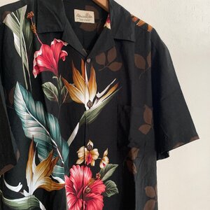 アメリカ古着 パラダイスベイ ビンテージ アロハシャツ 柄合わせポケット ブラック U.S Used Clothing Vintage PARADISE BAY Aloha Shirt