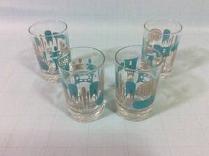 【Mid-Glassware/Federal/BLUE HEAVEN】フェデラル/ブルーヘブン」/ウイスキーグラス/4個セット/Ex+/ミッドセンチュリー