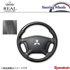 REAL レアル ステアリング MITSUBISHI/ミツビシ デリカD：5 CV#W オリジナルシリーズ ガングリップ ブラックカーボン ブラックステッチ