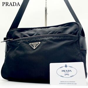 840【極美品】PRADA プラダ ポコノ テスートナイロン ブラック 黒 ショルダーバッグ カメラバッグ クロスボディ 斜めがけ ロゴプレート