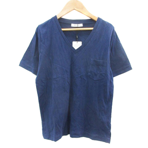 マウジー moussy Tシャツ カットソー 半袖 F ネイビー 紺 /YM24 レディース