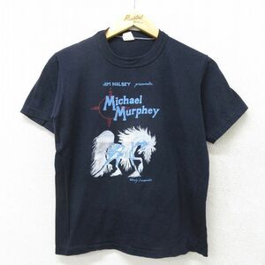 M/古着 半袖 ビンテージ ロック バンド Tシャツ メンズ 80s マイケルマーフィー クルーネック 黒 ブラック 23aug23 中古