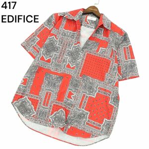 22SS★ 417 EDIFICE エディフィス 春夏 ペイズリー総柄★ 半袖 オーバーサイズ スキッパー シャツ Sz.M　メンズ　A4T03434_4#A