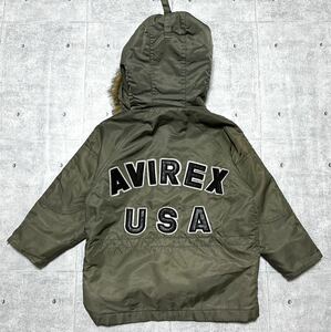 AVIREX アヴィレックス N-3B キッズ120位 背中ビッグロゴ　　子供服 N3B US NAVY ミリタリーコート フライトジャケット 柳8988