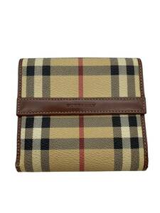 【BURBERRY】バーバリー レザー　本革　ノバチェック　ハウスチェック　折り財布