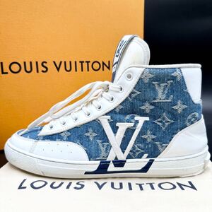 1円 【美品】 LOUIS VUITTON ルイヴィトン チャーリーライン モノグラム デニム ハイカット スニーカー シューズ 靴 ロゴ 22年製 26cm相当