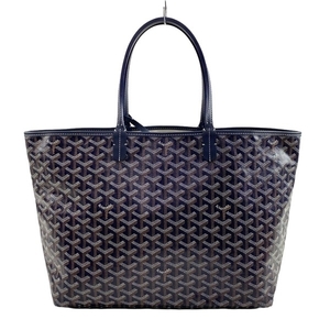 ゴヤール GOYARD トートバッグ サンルイPM レザー ダークネイビー×ブラウン×白 ACM020245 美品 バッグ