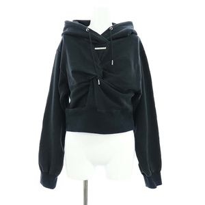 プランク プロジェクト PRANK PROJECT Twisted Hoodie Top フーディー スウェット フロントツイスト クロップド丈 長袖 F 黒 ブラック /HS