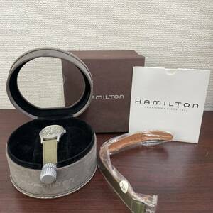 【TH1031?】HAMILTON 9415A 腕時計 不動 クオーツ 変えベルト付き　　箱付き ケース付き